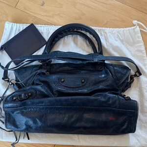 Balenciaga Navy Blue Leather Bag